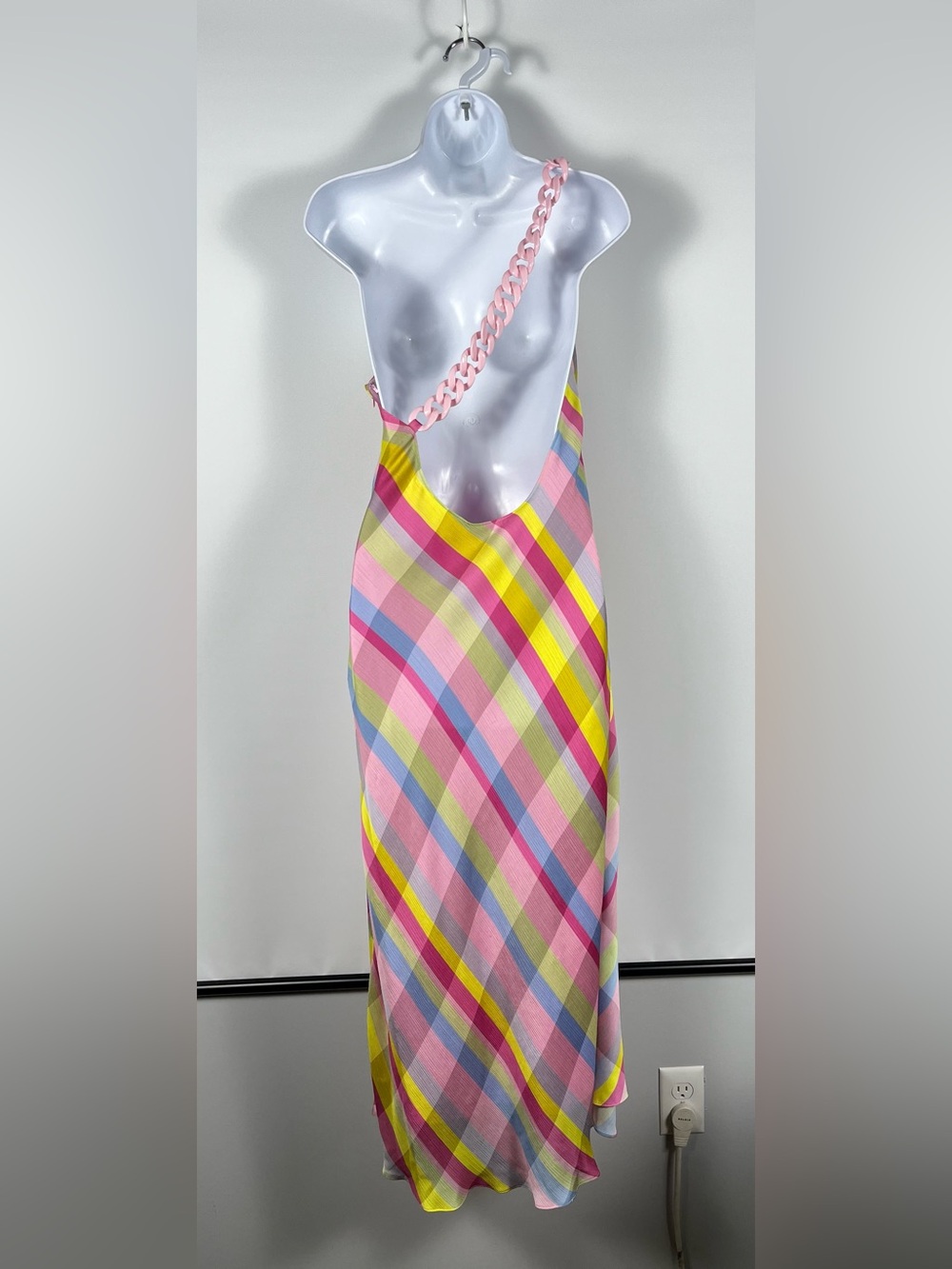 Gianni Bini x Jess Southern Shelby One-Shoulder Chain Plaid Dress Size 8 NWT - Picture 2 of 10